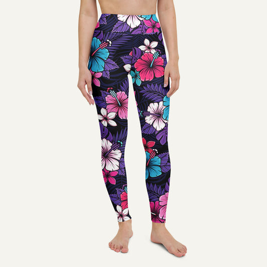 Cyberpunk Tropical Florals High-Waisted Leggings