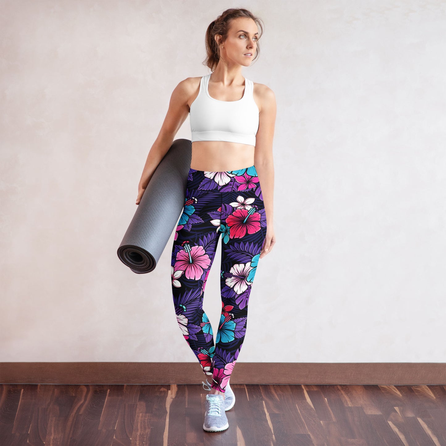 Cyberpunk Tropical Florals High-Waisted Leggings