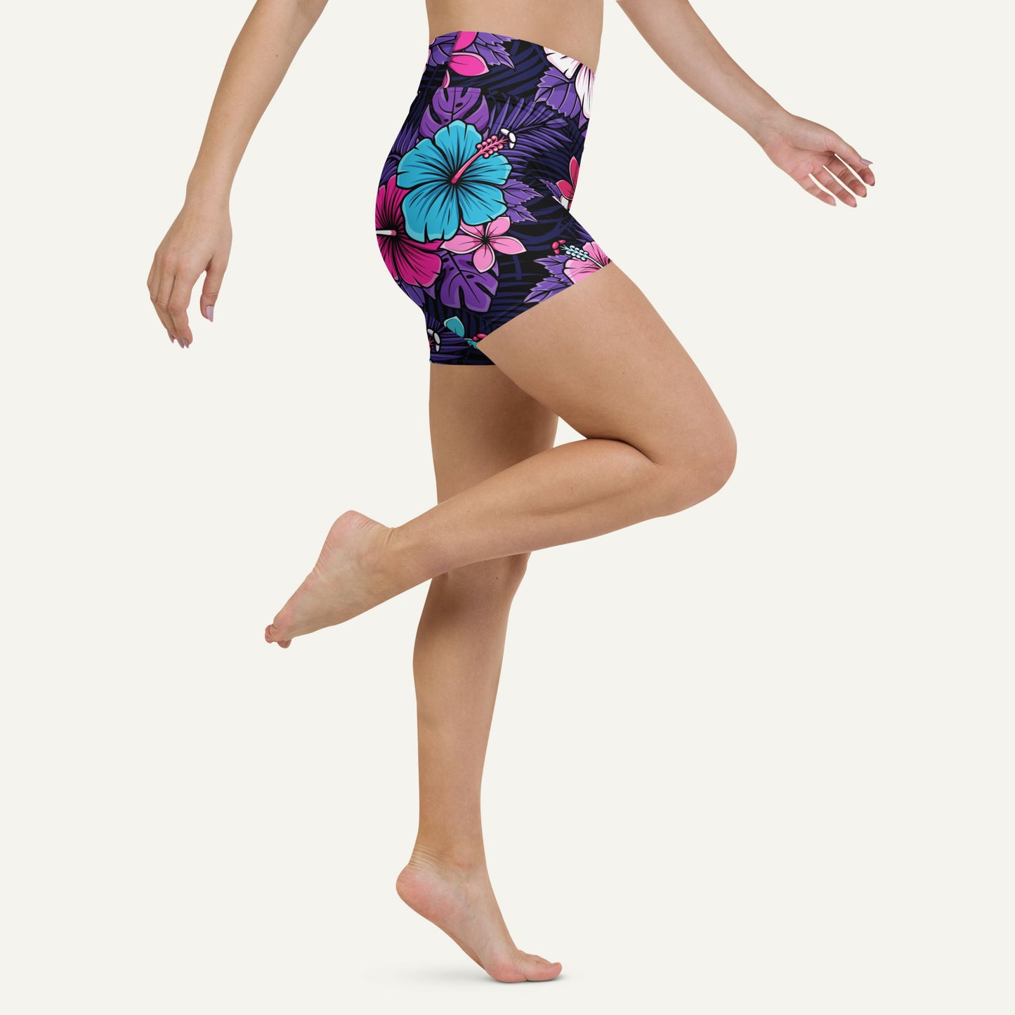 Cyberpunk Tropical Florals High-Waisted Shorts