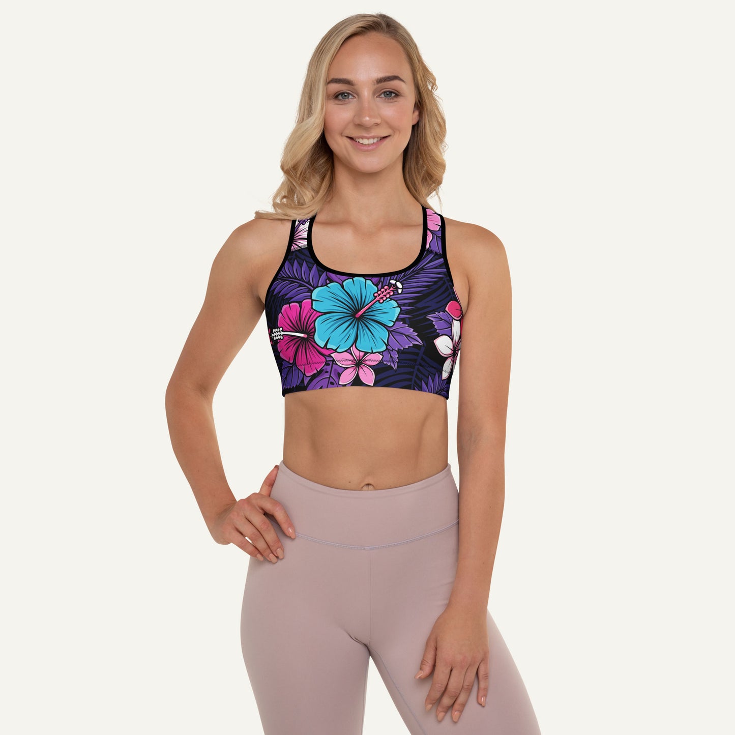 Cyberpunk Tropical Florals Padded Sports Bra