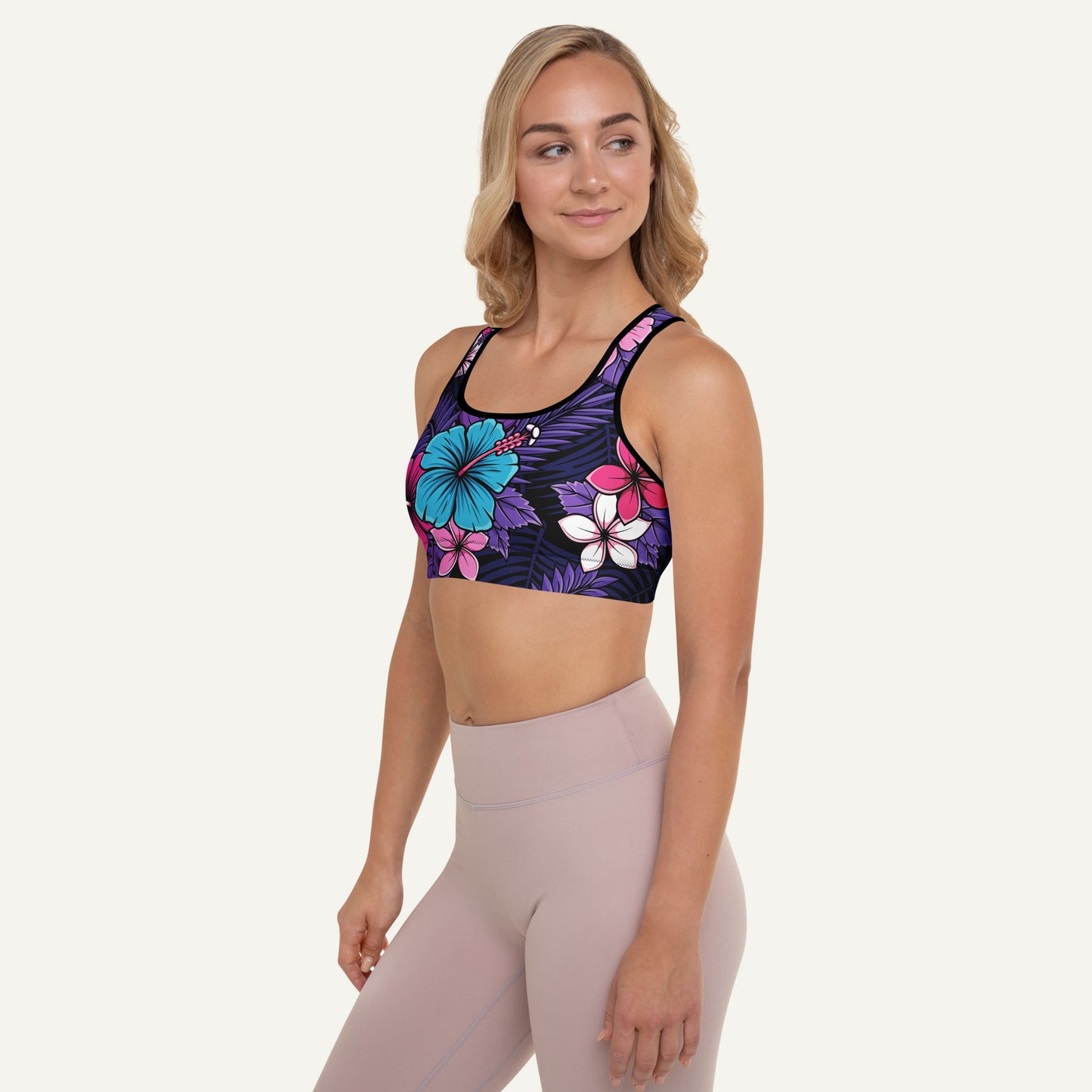 Cyberpunk Tropical Florals Padded Sports Bra