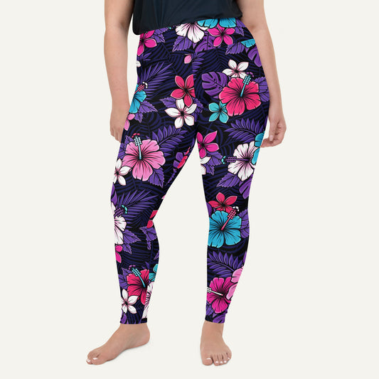 Cyberpunk Tropical Florals Plus Size Leggings