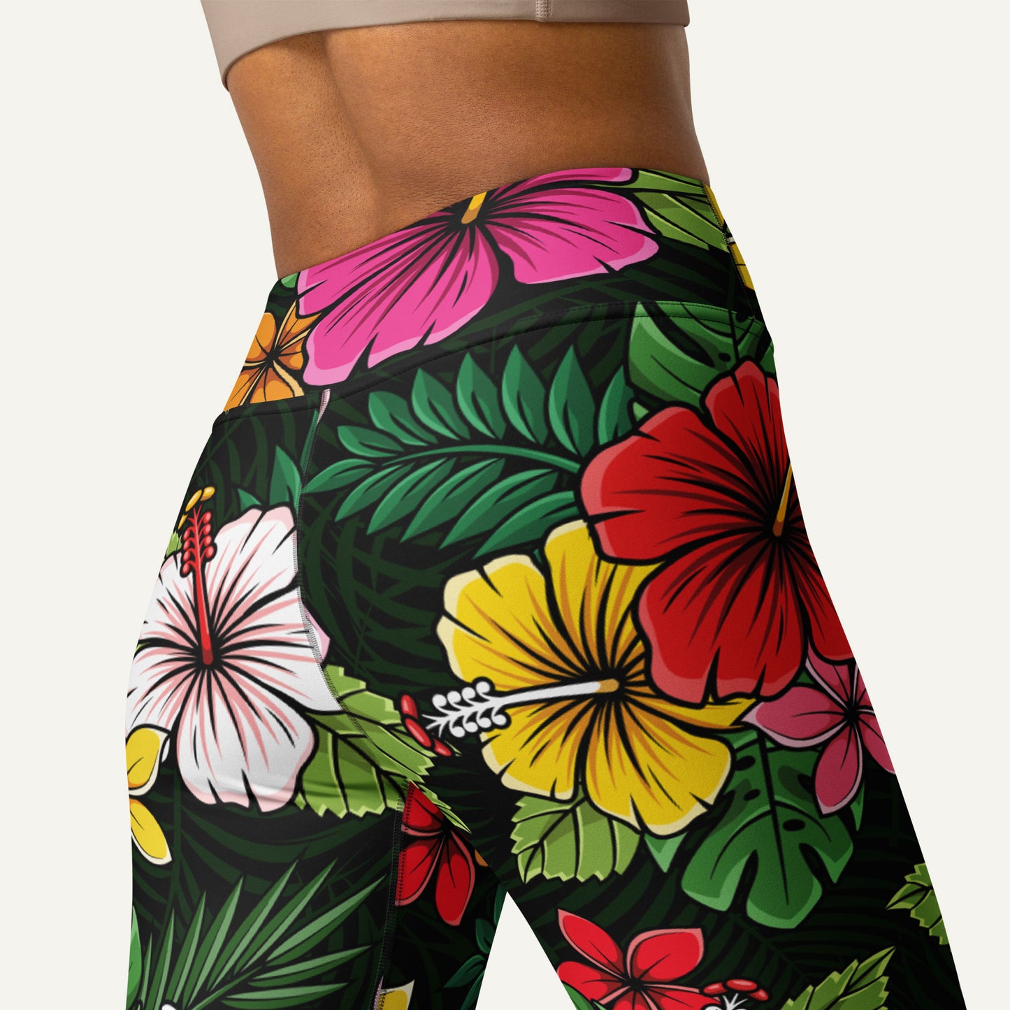 Tropical Florals High-Waisted Leggings