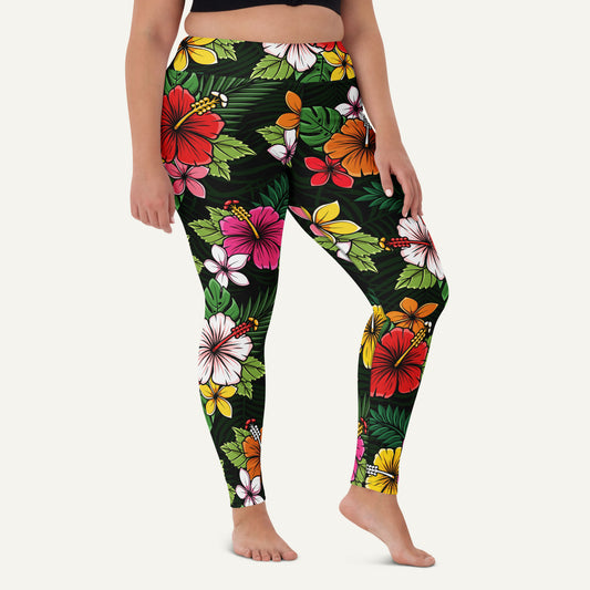 Tropical Florals High-Waisted Leggings