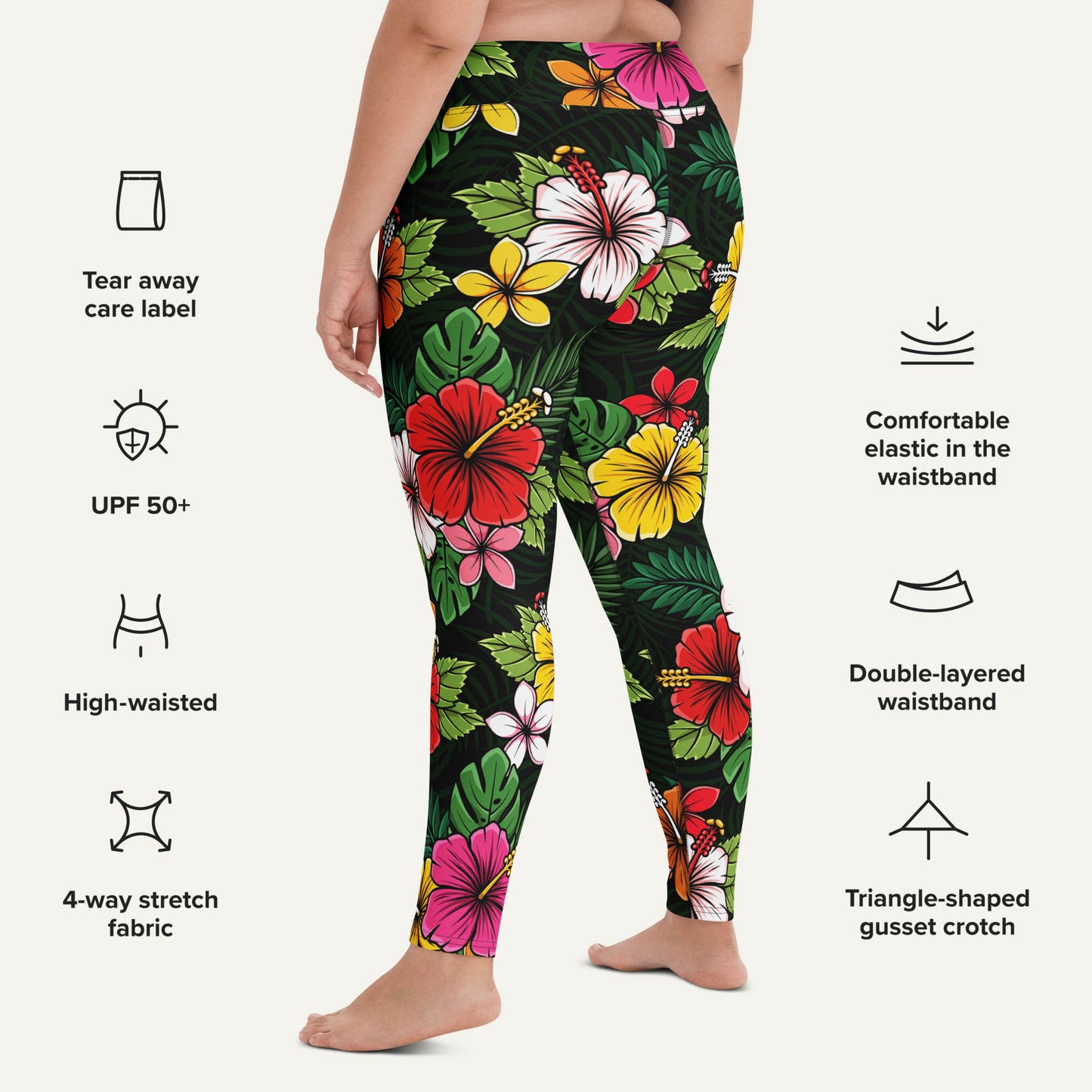 Tropical Florals High-Waisted Leggings