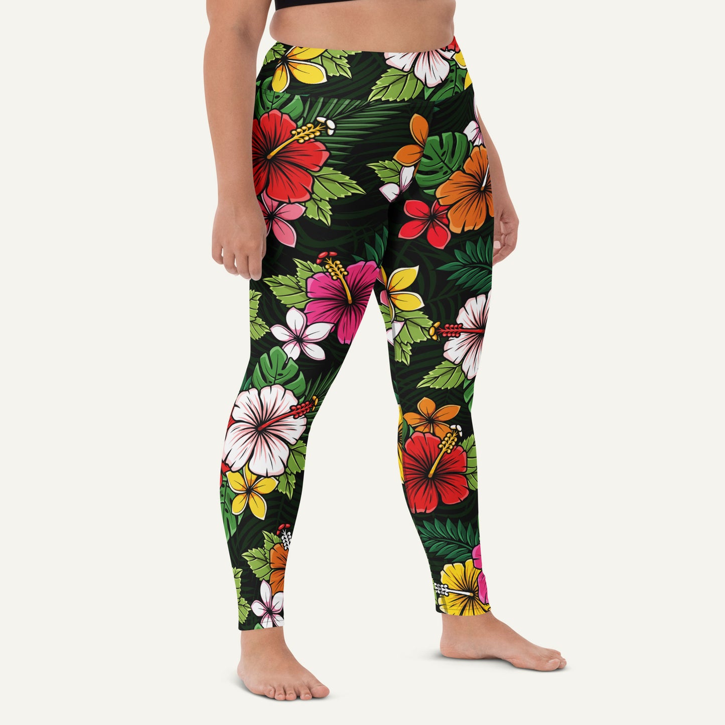 Tropical Florals High-Waisted Leggings