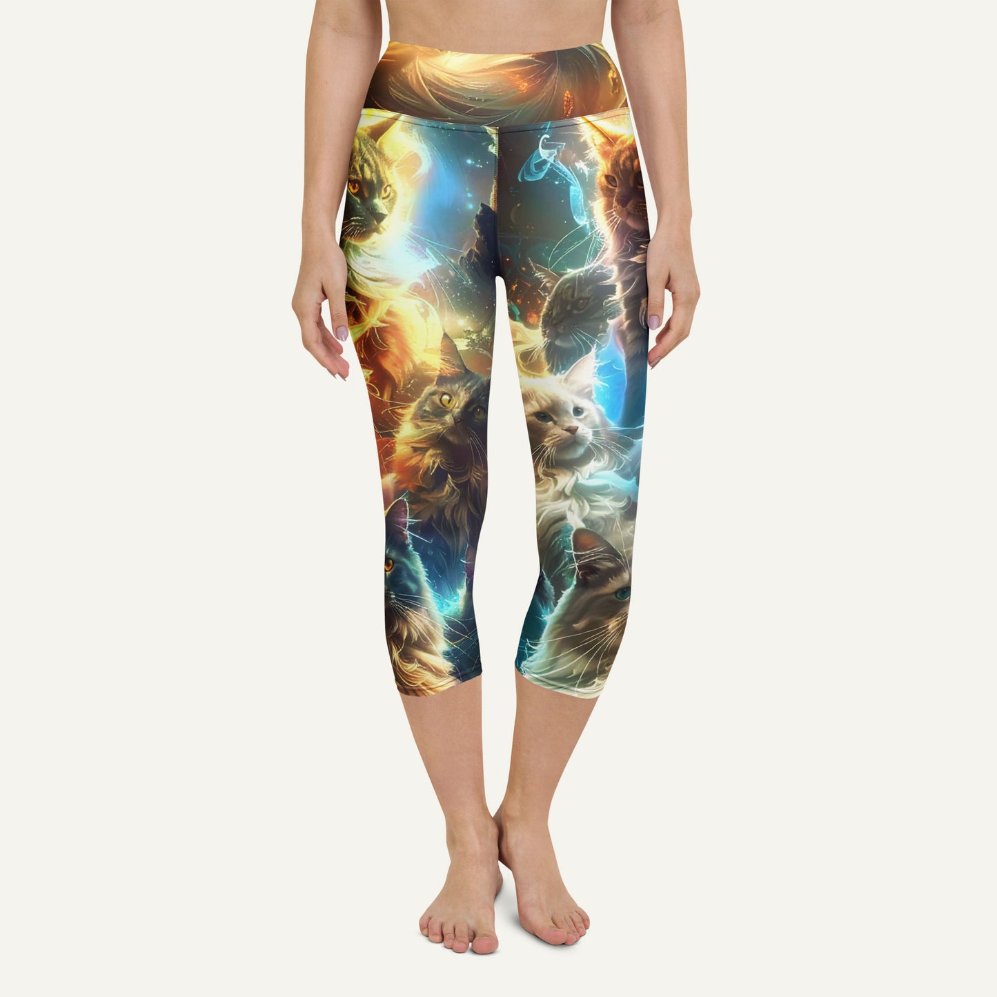 Vapor Cats High-Waisted Capri Leggings