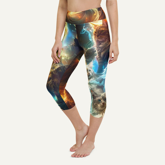 Vapor Cats High-Waisted Capri Leggings