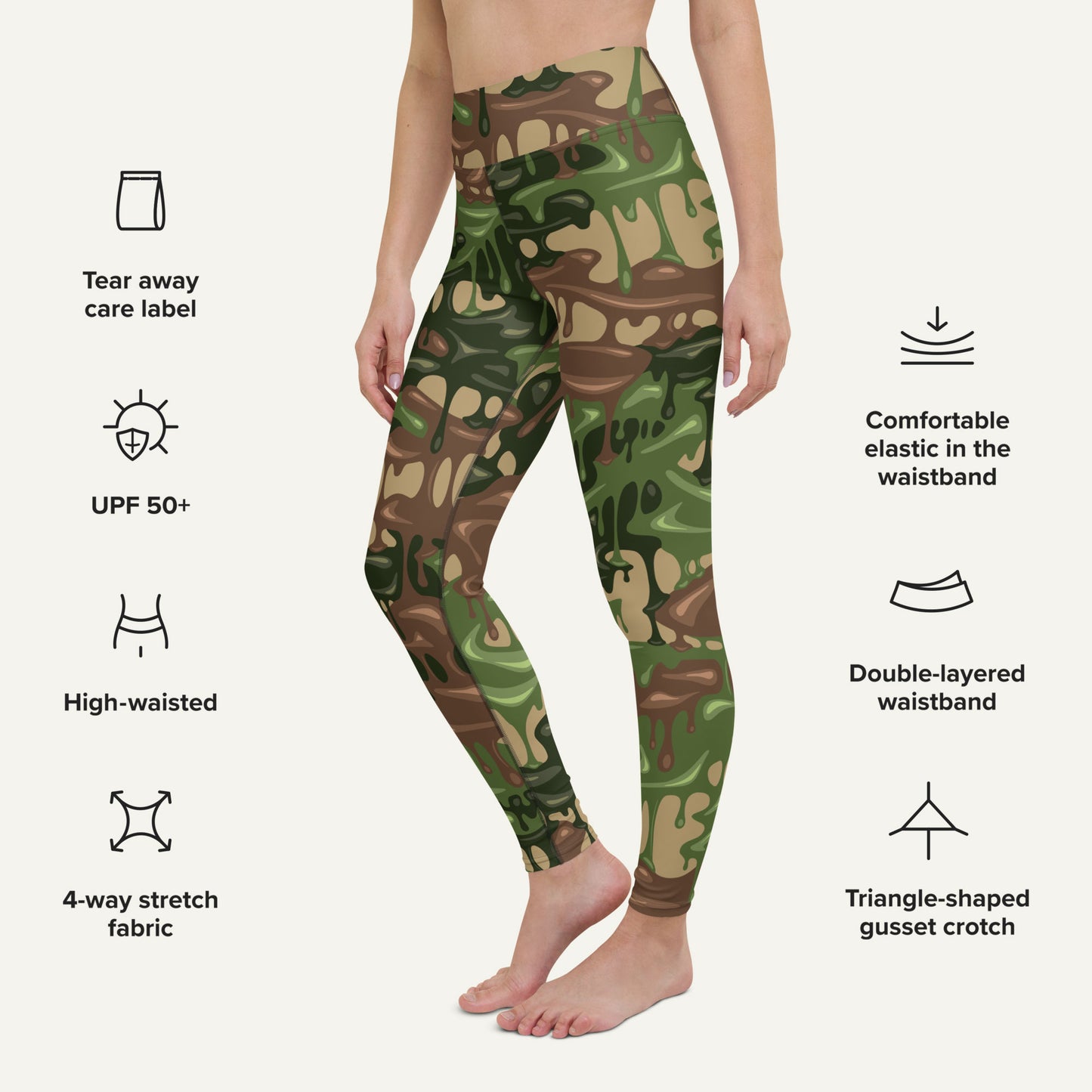 Woodland Camouflage Drip High-Waisted Leggings