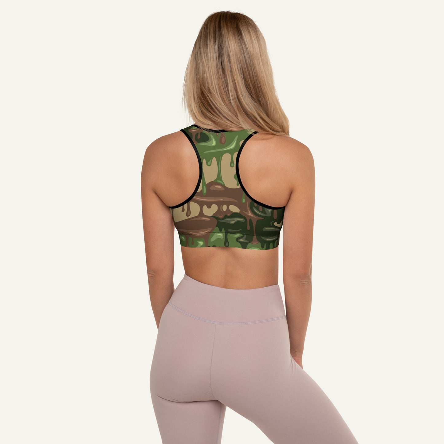 Woodland Camouflage Drip Padded Sports Bra