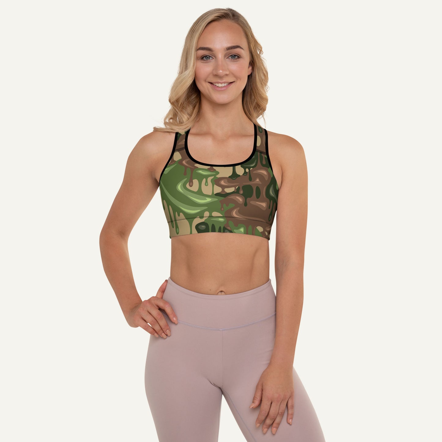Woodland Camouflage Drip Padded Sports Bra