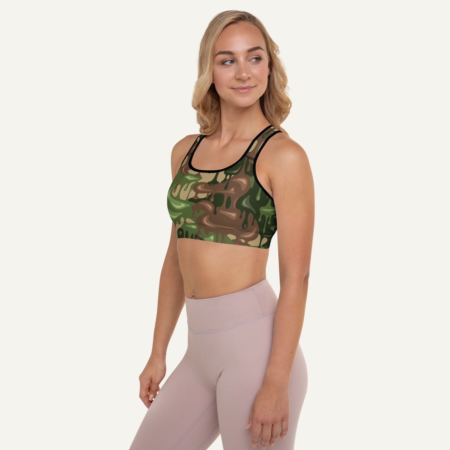 Woodland Camouflage Drip Padded Sports Bra