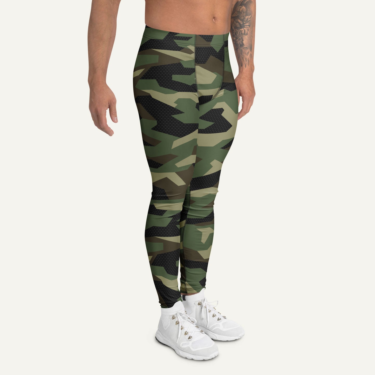Woodland Geometric Camo Men’s Leggings - Ministry of Sweat