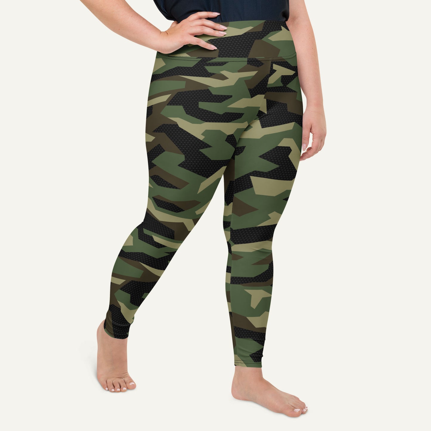 Woodland Geometric Camo Plus Size Leggings - Ministry of Sweat