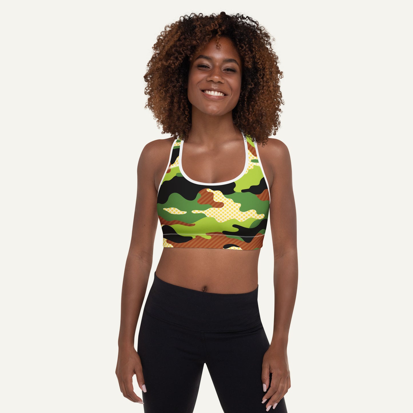 Woodland Pop Camo Padded Sports Bra