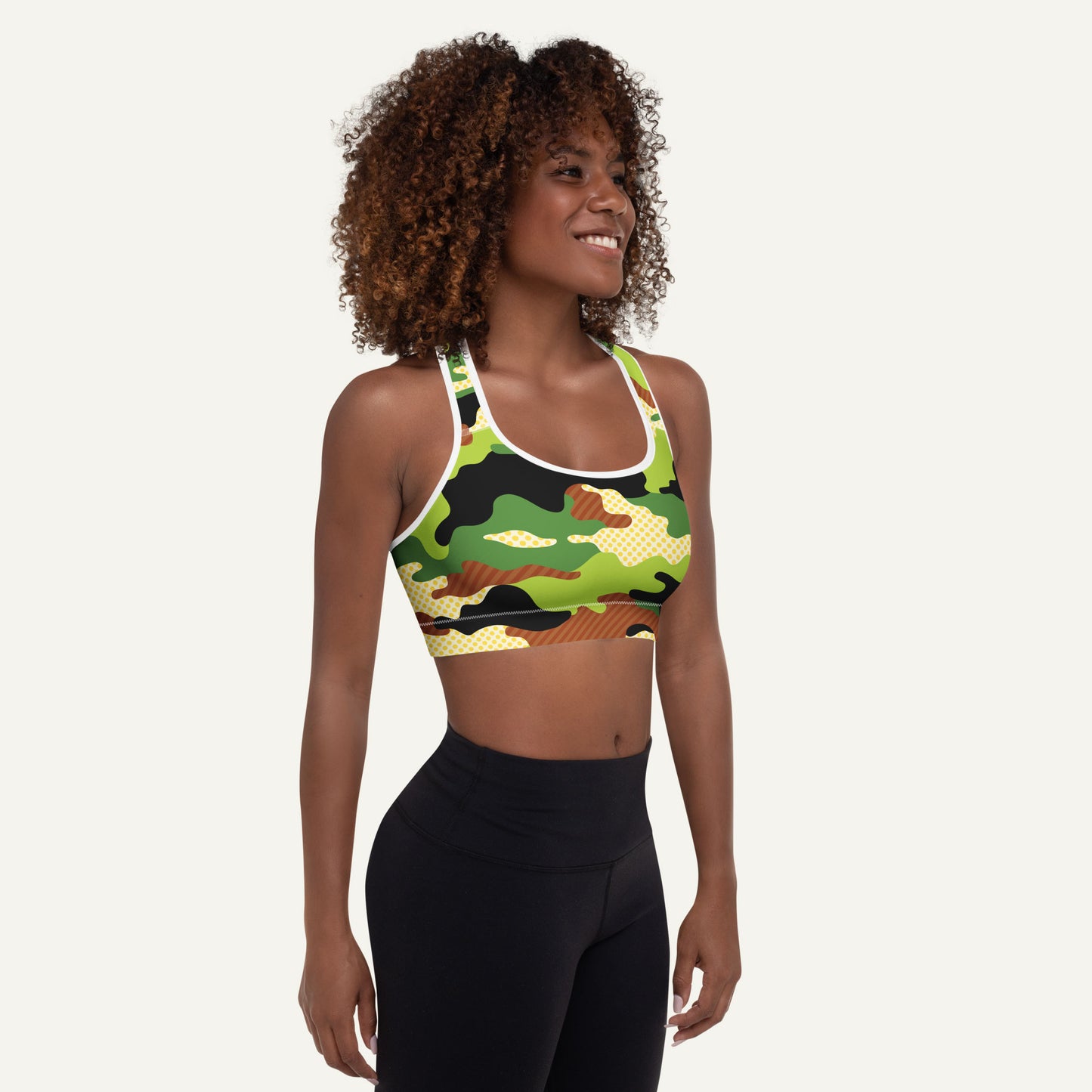 Woodland Pop Camo Padded Sports Bra