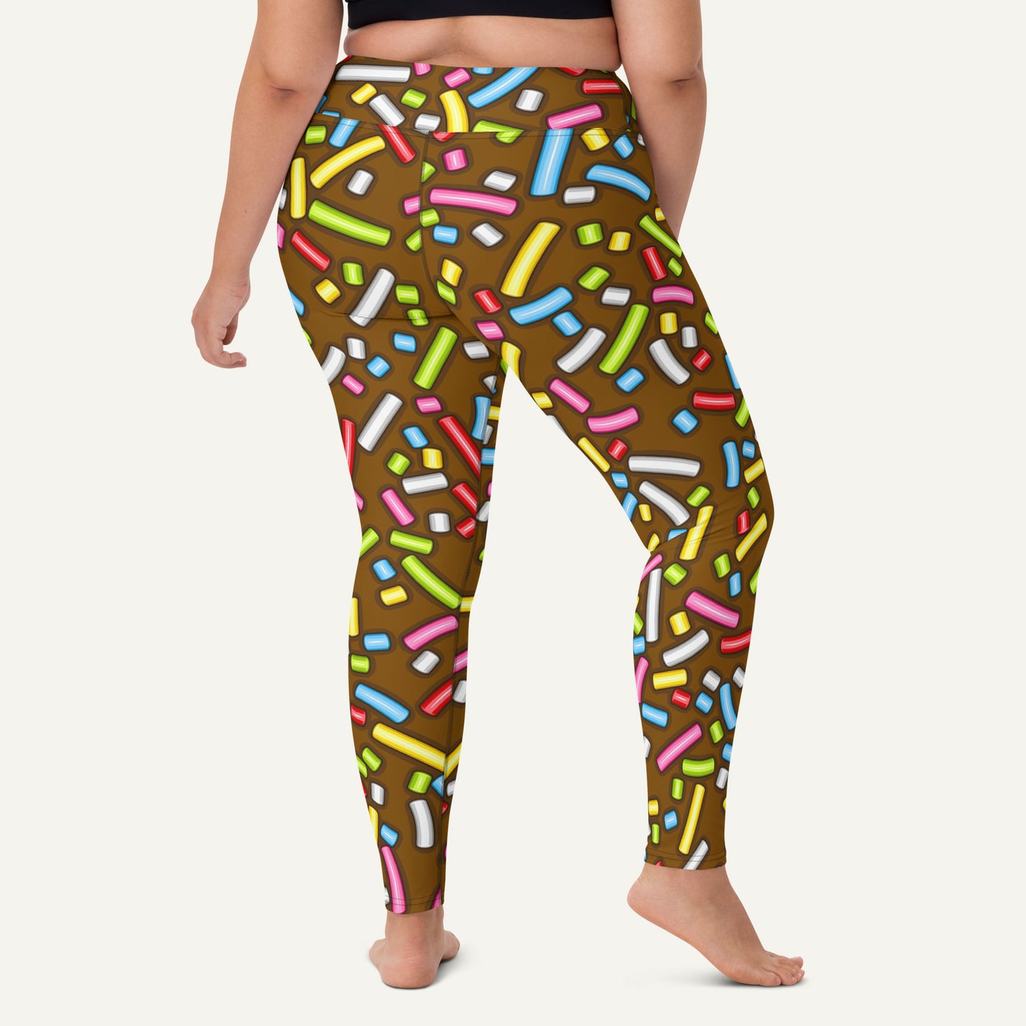 Chocolate Donut Sprinkles High-Waisted Leggings
