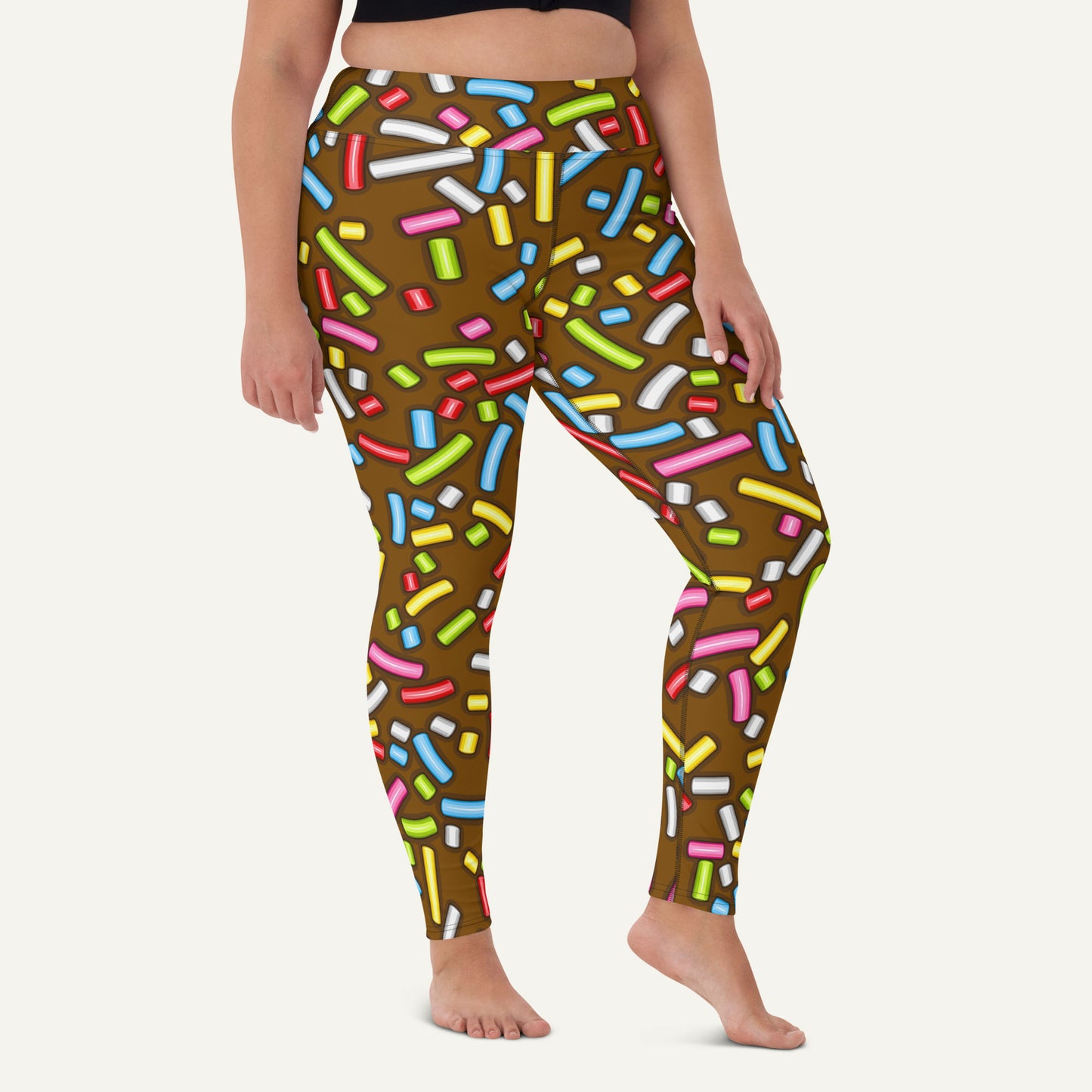 Chocolate Donut Sprinkles High-Waisted Leggings