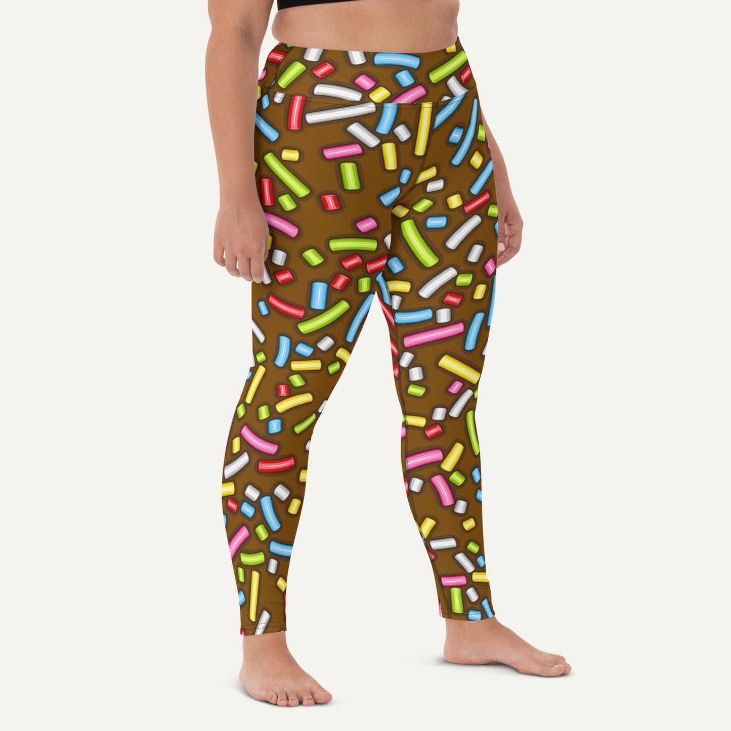 Chocolate Donut Sprinkles High-Waisted Leggings
