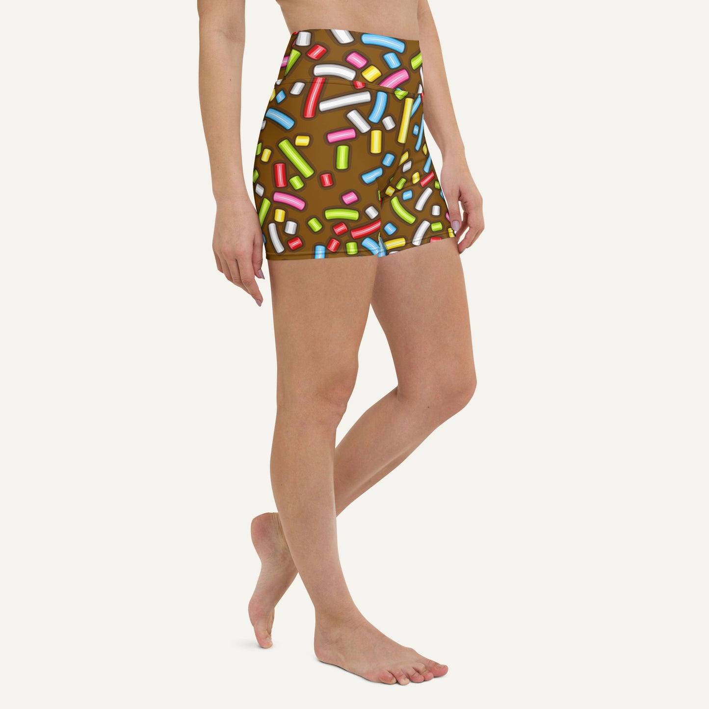 Chocolate Donut Sprinkles High-Waisted Shorts