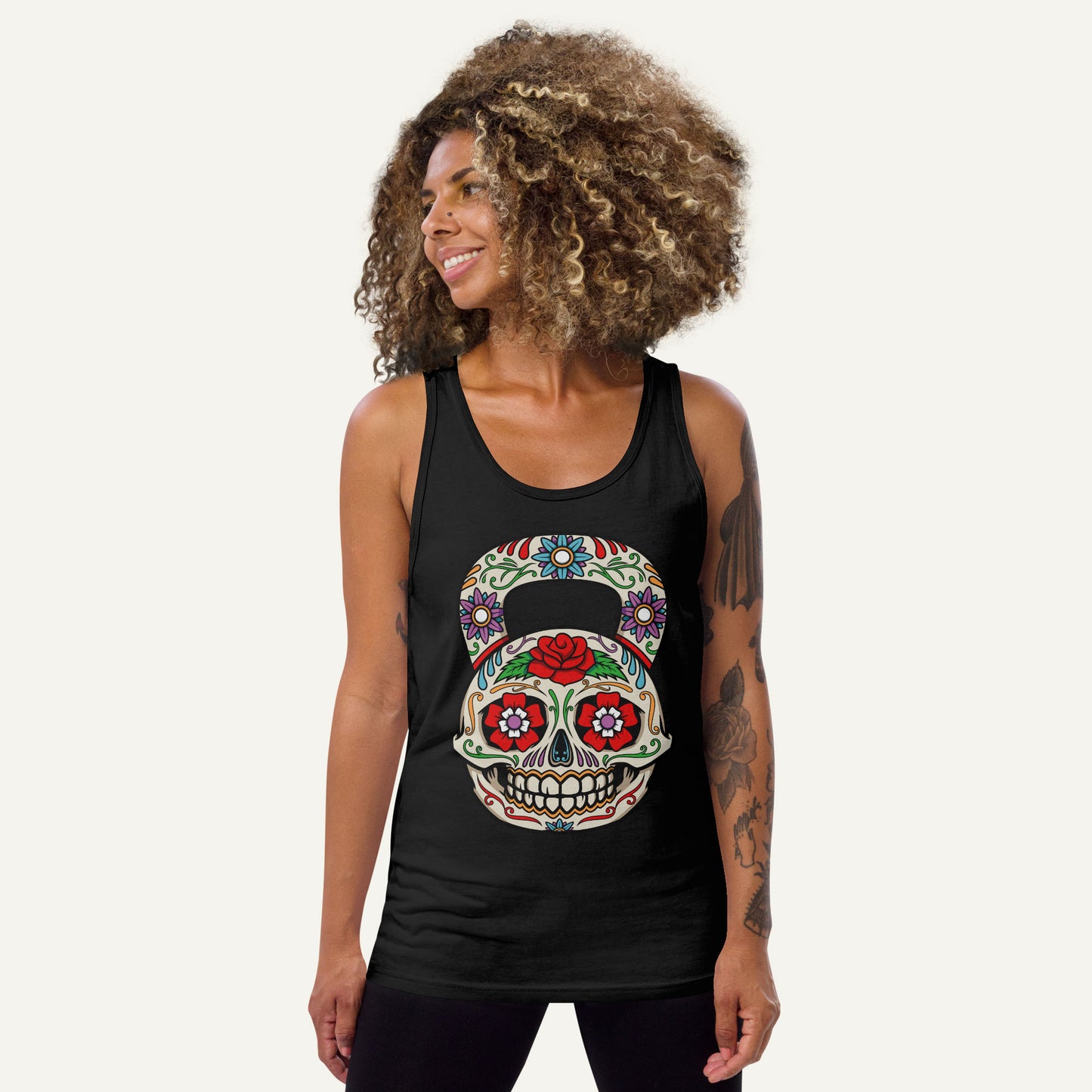 Dia De Los Muertos Kettlebell Design Tank Top
