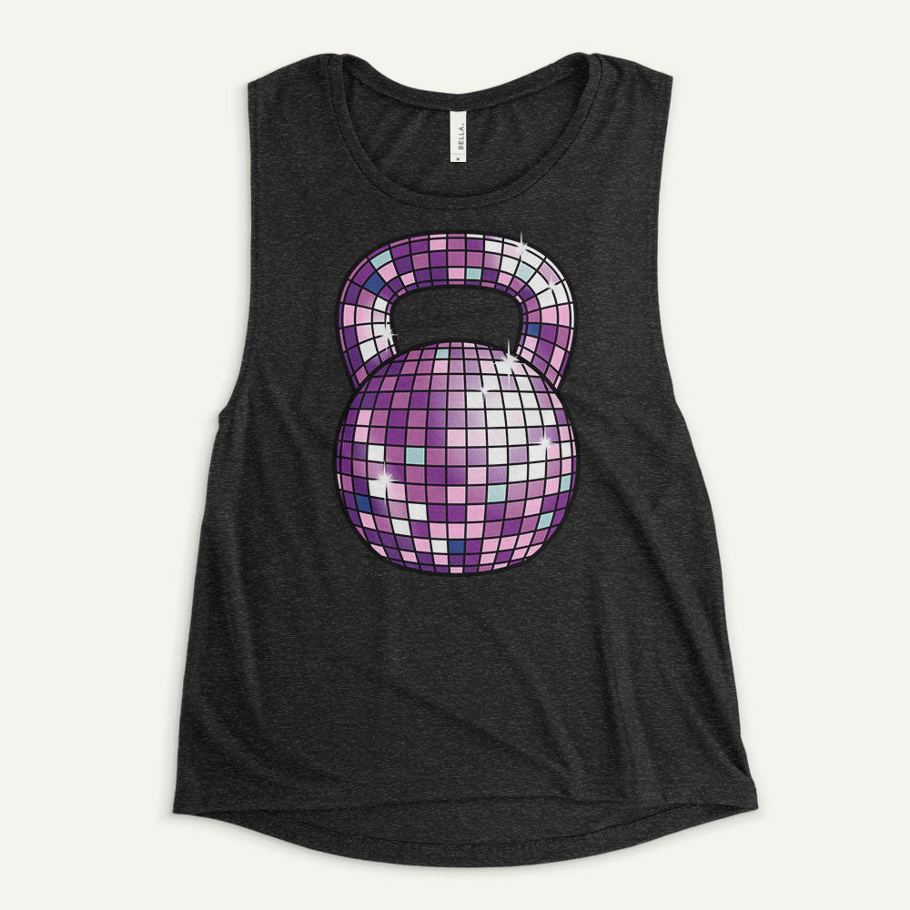 Disco Ball Kettlebell Design Women’s Muscle Tank