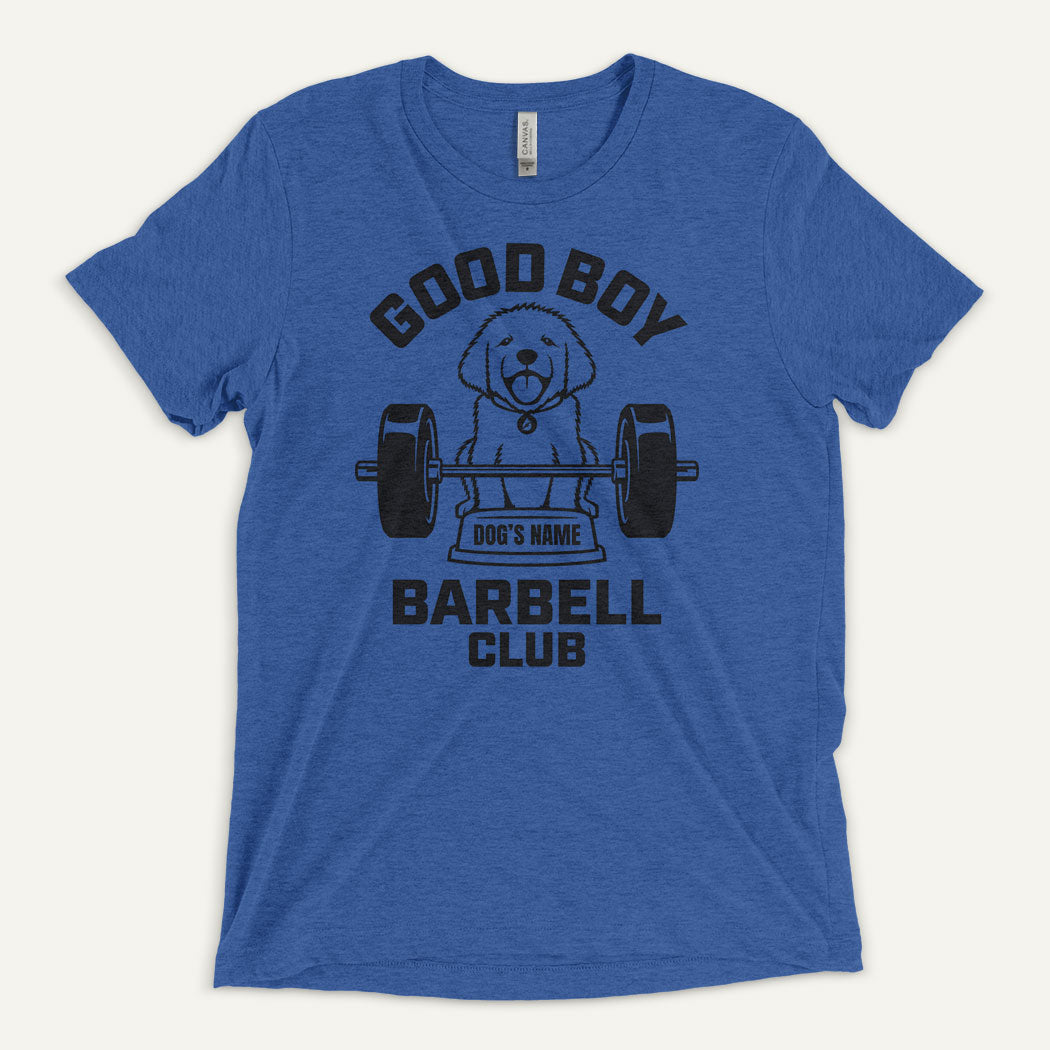 Good Boy Barbell Club Personalized Men’s Triblend T-Shirt — Golden Retriever