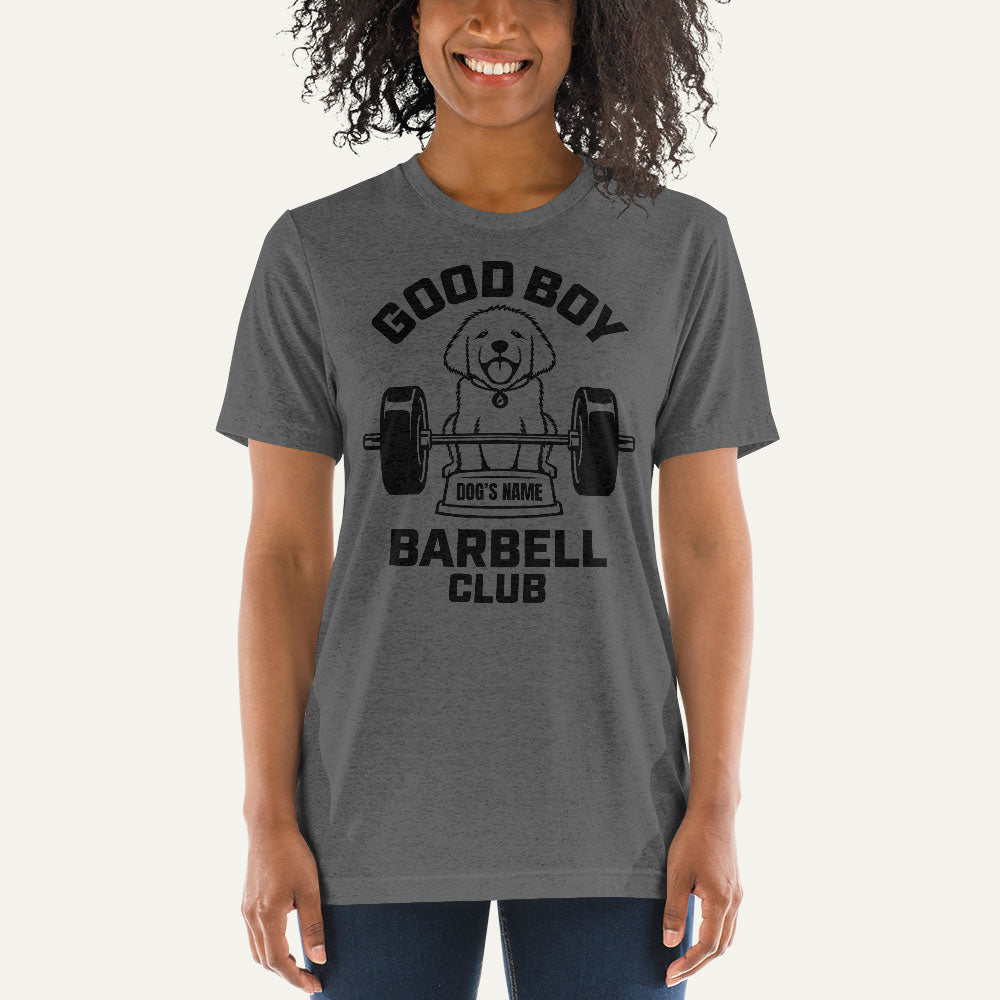 Good Boy Barbell Club Personalized Men’s Triblend T-Shirt — Golden Retriever