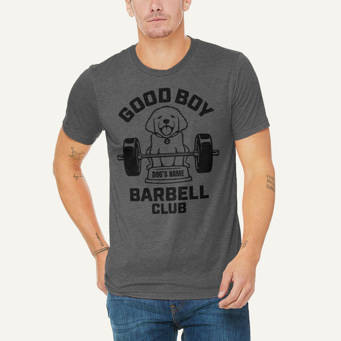 Good Boy Barbell Club Personalized Men’s Triblend T-Shirt — Golden Retriever