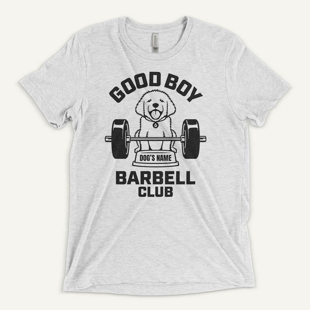 Good Boy Barbell Club Personalized Men’s Triblend T-Shirt — Golden Retriever
