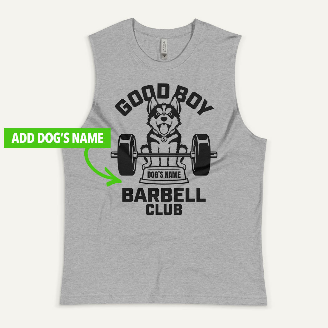 Good Boy Barbell Club Personalized Men’s Muscle Tank — Siberian Husky