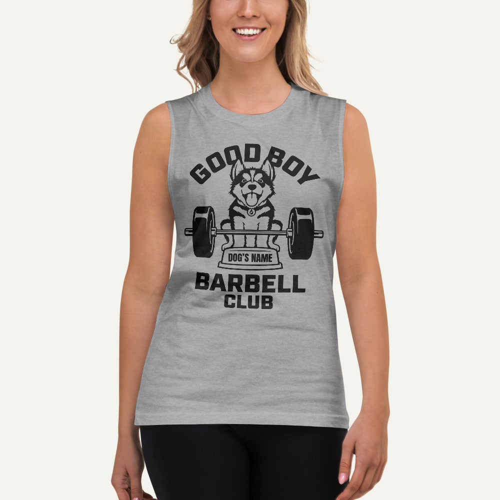 Good Boy Barbell Club Personalized Men’s Muscle Tank — Siberian Husky