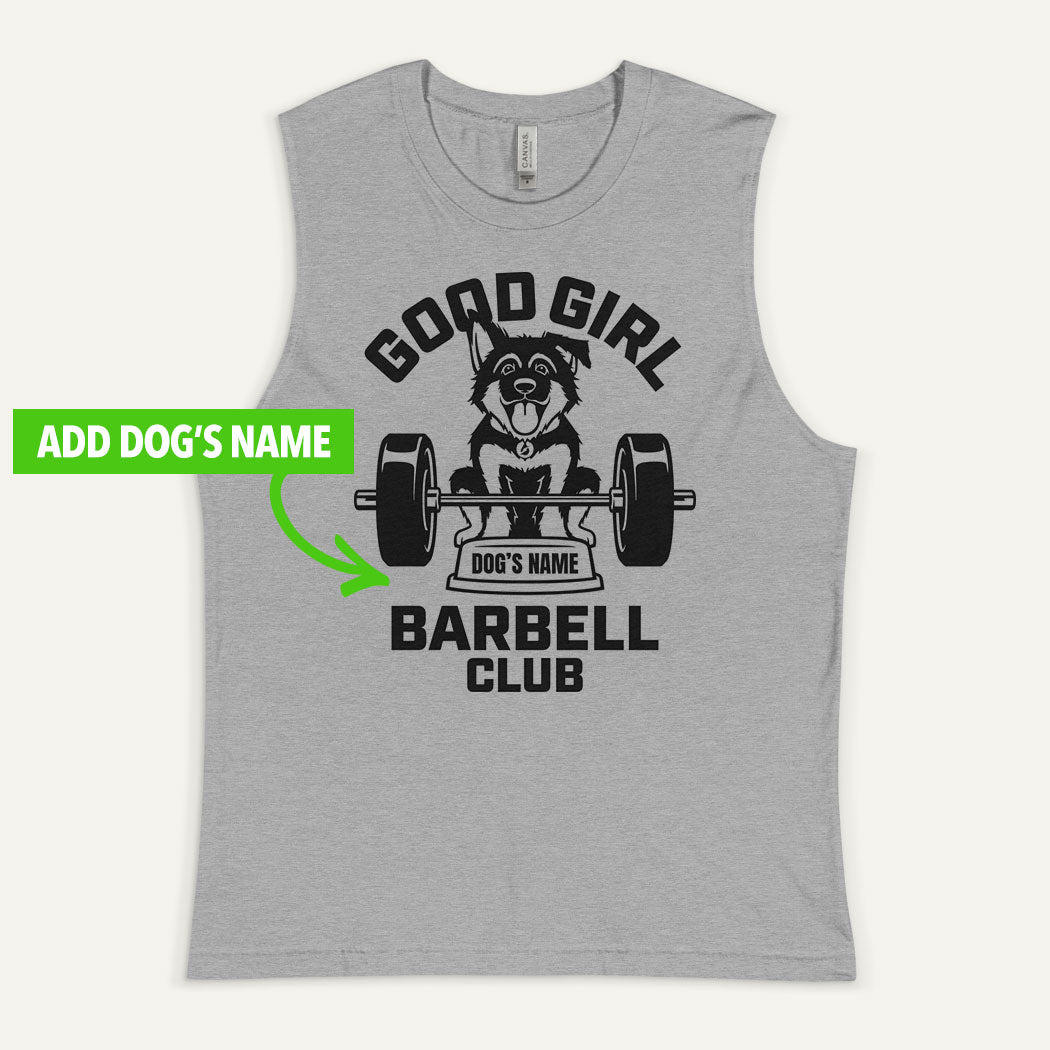 Good Girl Barbell Club Personalized Men's Muscle Tank — German Shepherd