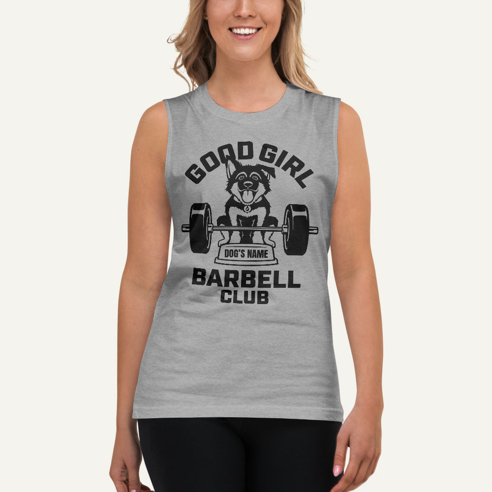 Good Girl Barbell Club Personalized Men's Muscle Tank — German Shepherd