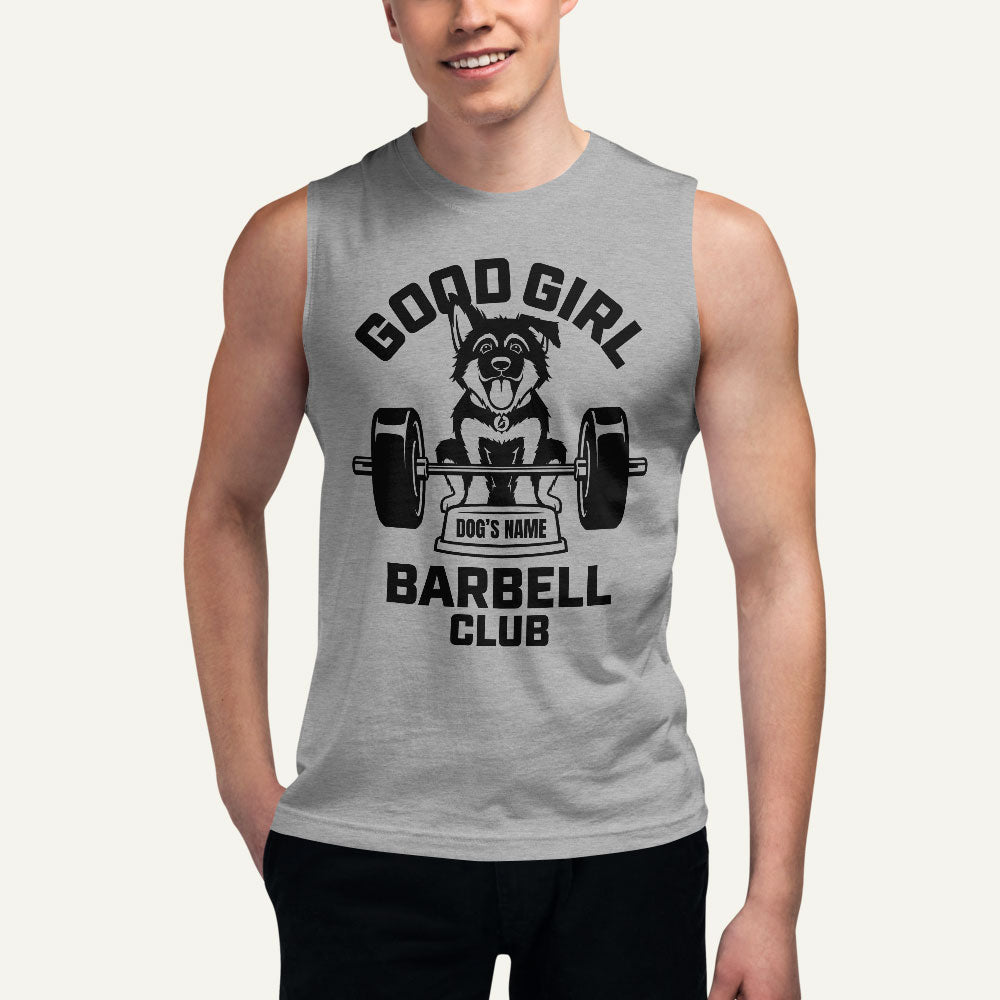 Good Girl Barbell Club Personalized Men's Muscle Tank — German Shepherd