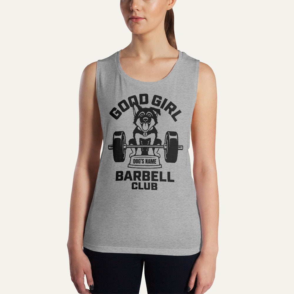 Good Girl Barbell Club Personalized Women’s Muscle Tank — German Shepherd