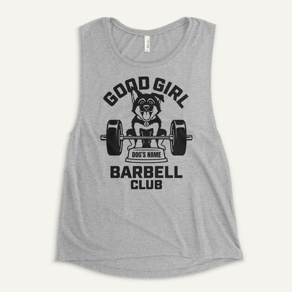 Good Girl Barbell Club Personalized Women’s Muscle Tank — German Shepherd