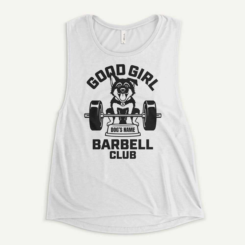 Good Girl Barbell Club Personalized Women’s Muscle Tank — German Shepherd