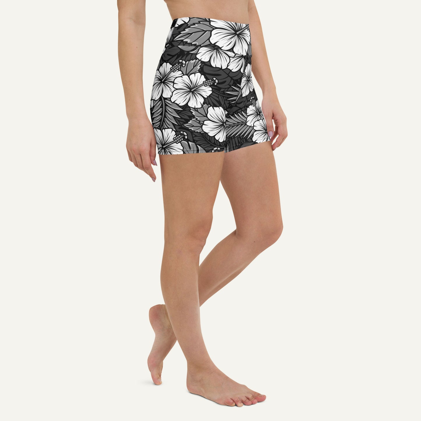 Hawaiian Aloha Black High-Waisted Shorts