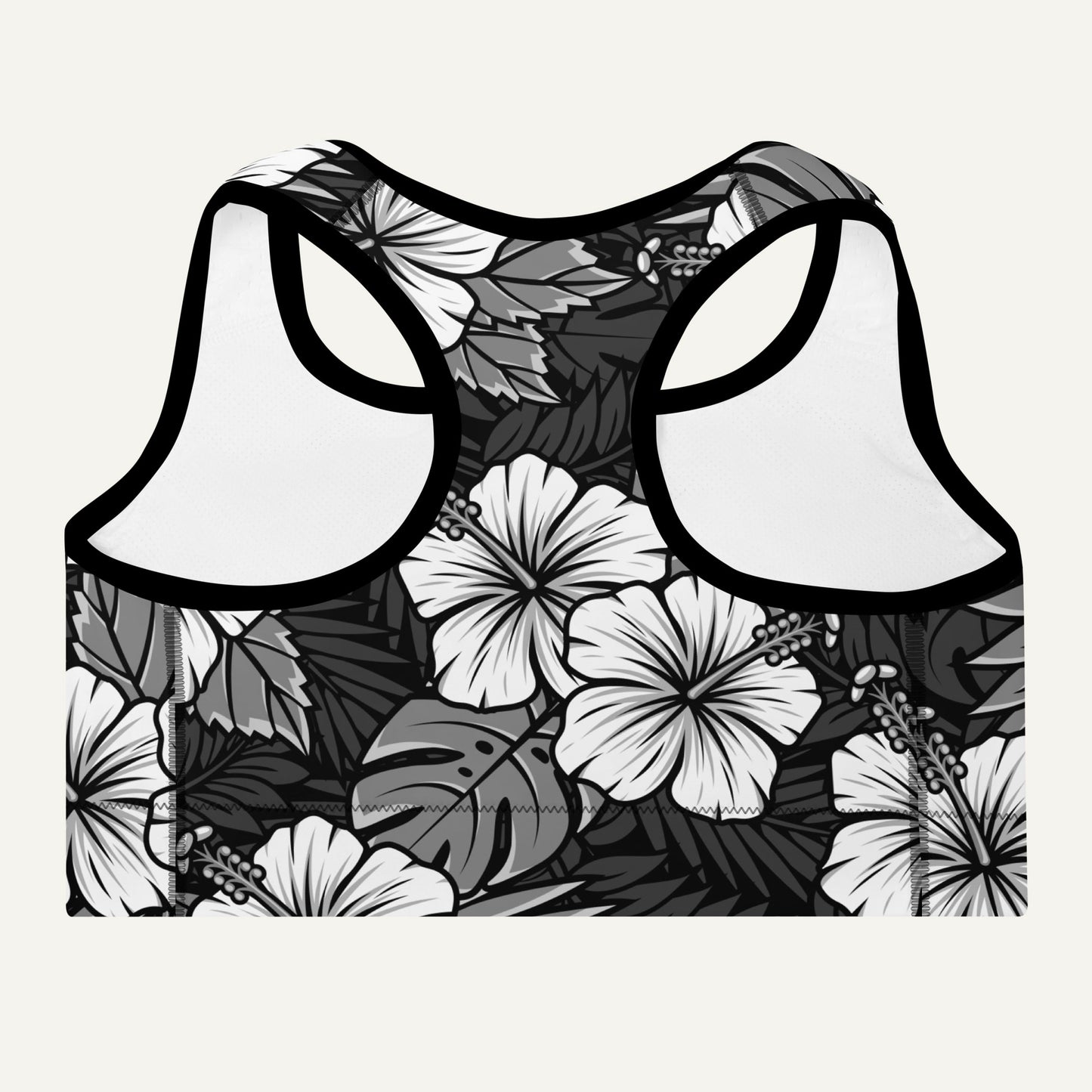 Hawaiian Aloha Black Padded Sports Bra