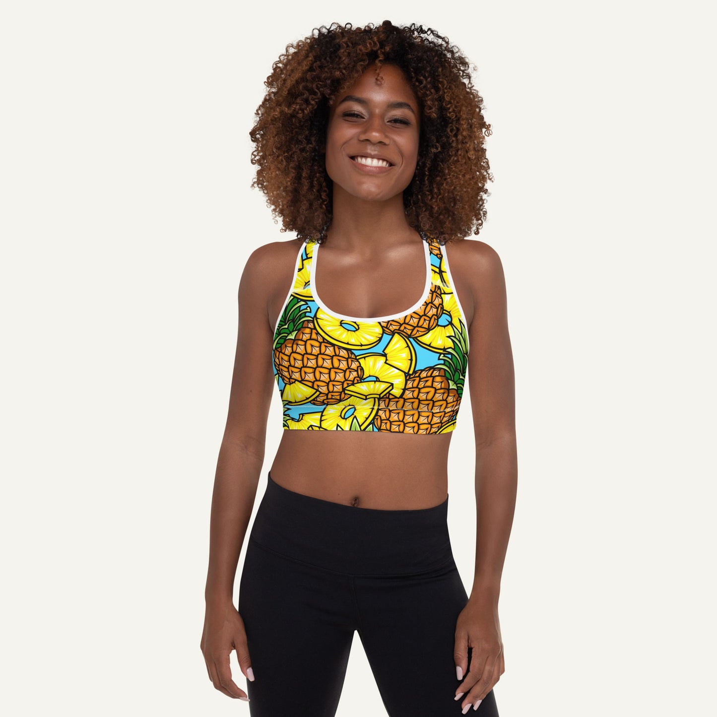 Pineapples Padded Sports Bra