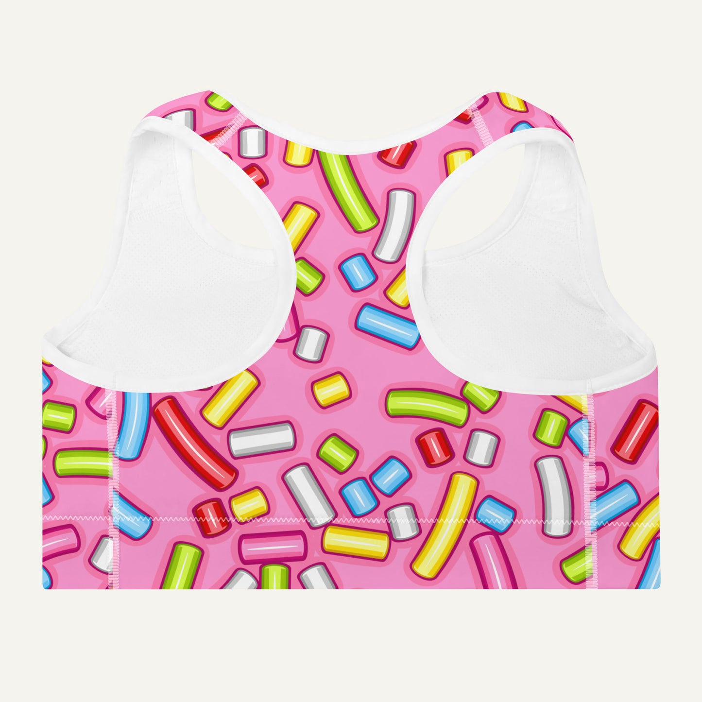 Pink Donut Sprinkles Padded Sports Bra