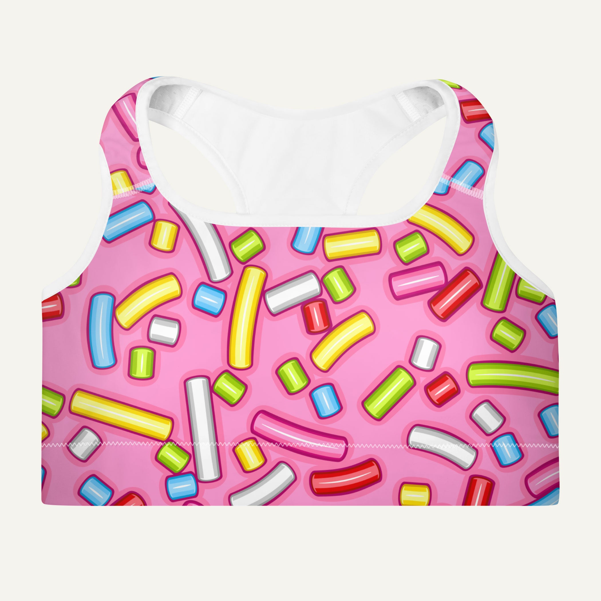 Women’s Pink Donut Sprinkles Padded Sports Bra | Workout Activewear