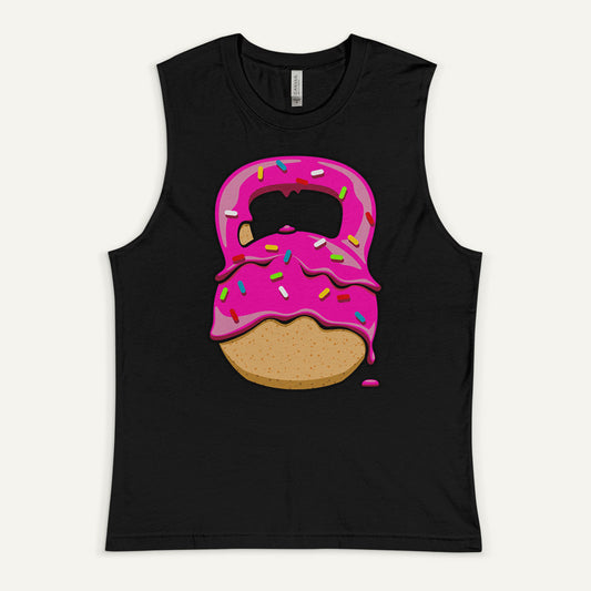 Pink-Glazed Donut With Sprinkles Kettlebell Design Muscle Tank