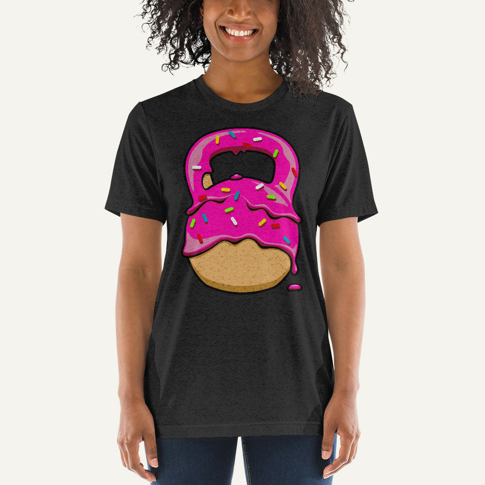 Pink-Glazed Donut With Sprinkles Kettlebell Design Triblend T-Shirt