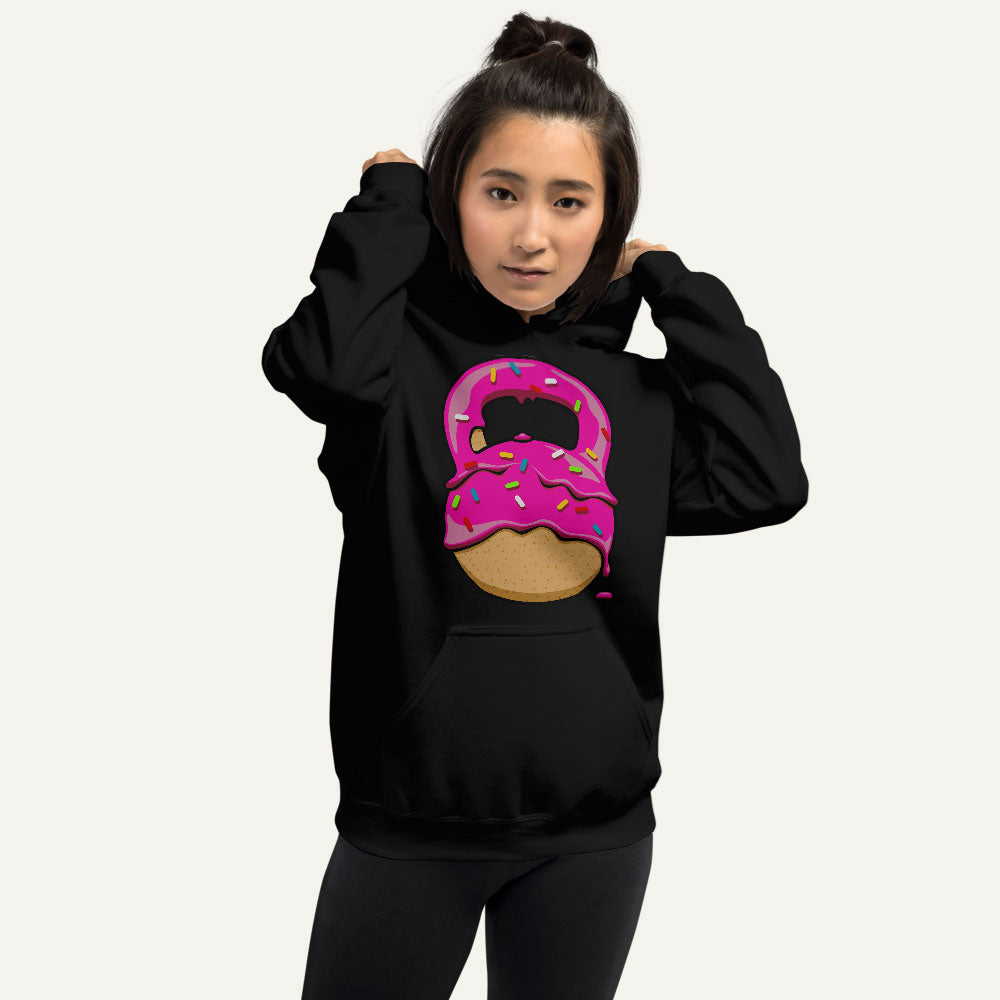 Pink-Glazed Donut With Sprinkles Kettlebell Design Pullover Hoodie