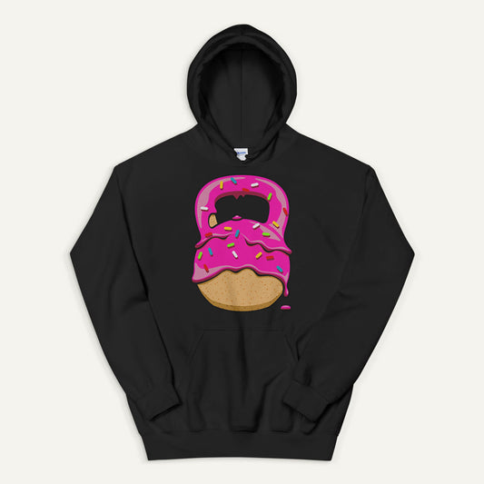 Pink-Glazed Donut With Sprinkles Kettlebell Design Pullover Hoodie