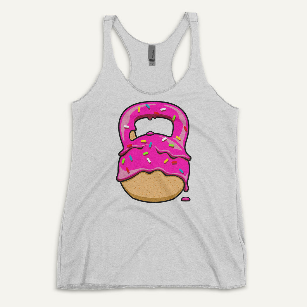 Pink-Glazed Donut With Sprinkles Kettlebell Design Women’s Tank Top