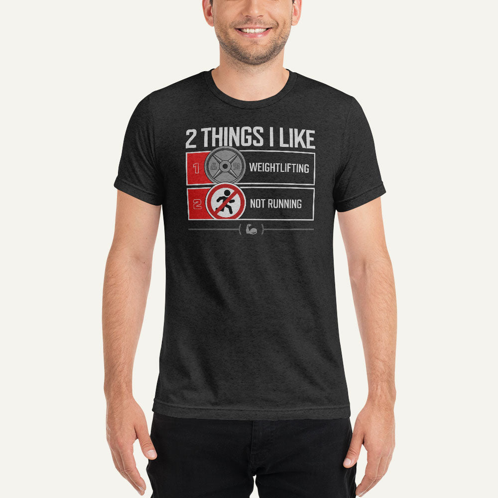 2 Things I Like Weightlifting And Not Running Triblend T-Shirt - Ministry of Sweat