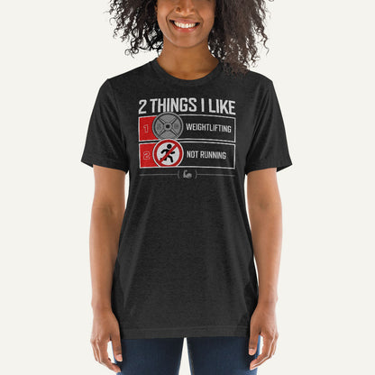 2 Things I Like Weightlifting And Not Running Triblend T-Shirt - Ministry of Sweat